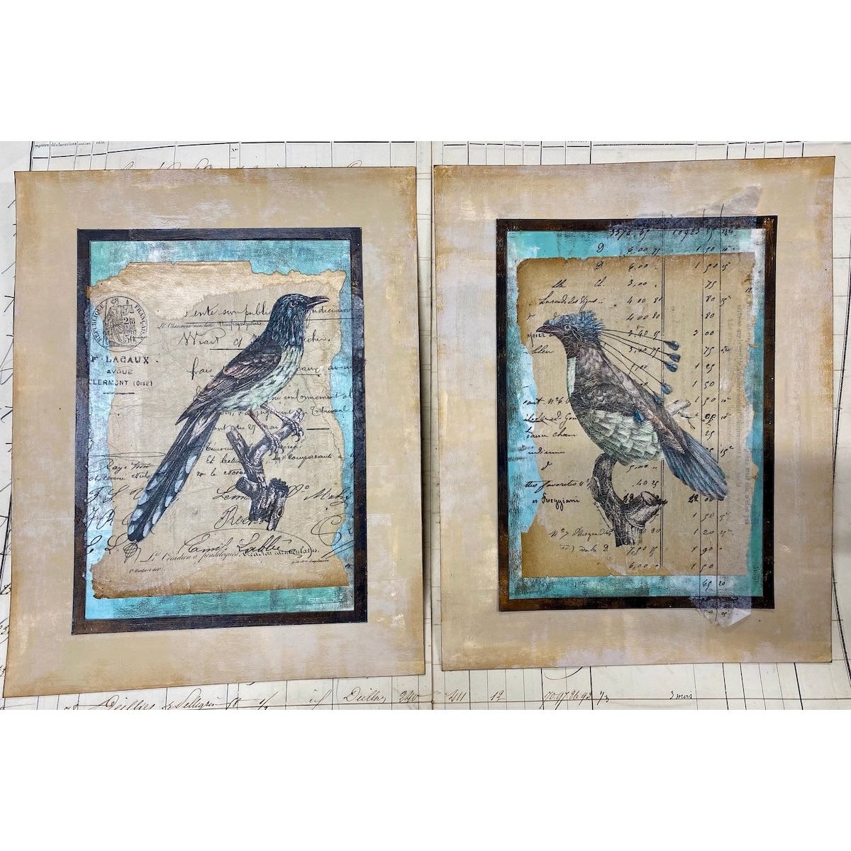 Paper Artsy Birds Printed Tissue pt11 blue