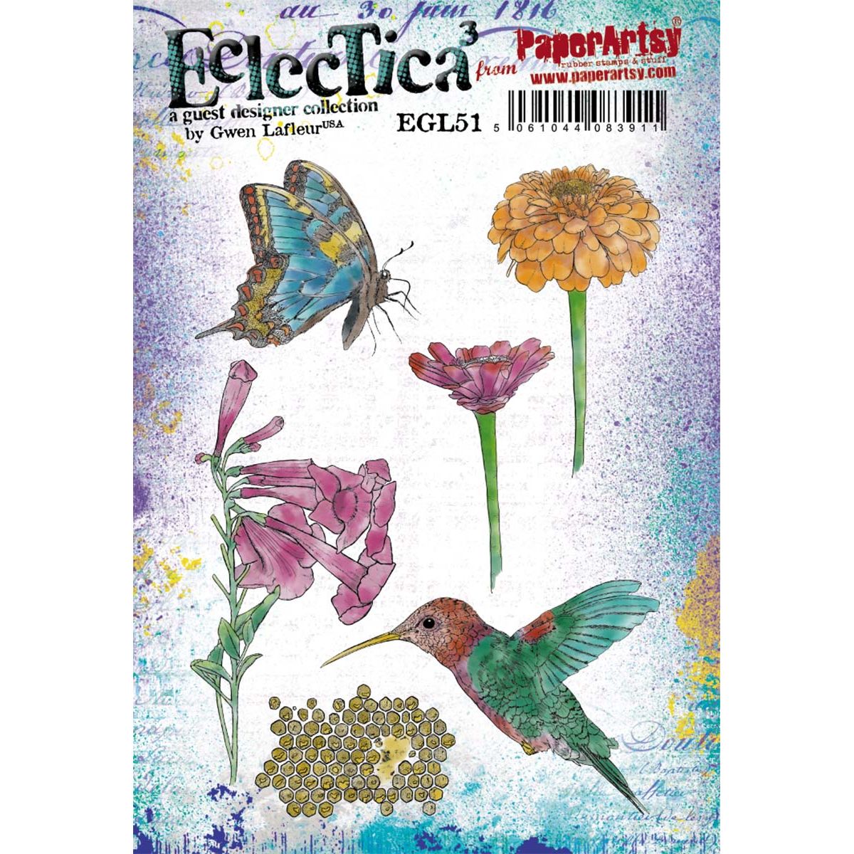 Paper Artsy Eclectica3 Gwen Lafleur Pollination Cling Stamps egl51