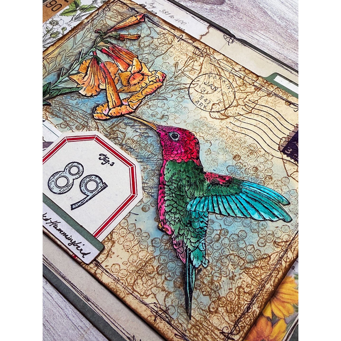 Paper Artsy Eclectica3 Gwen Lafleur Pollination Cling Stamps egl51 humming bird