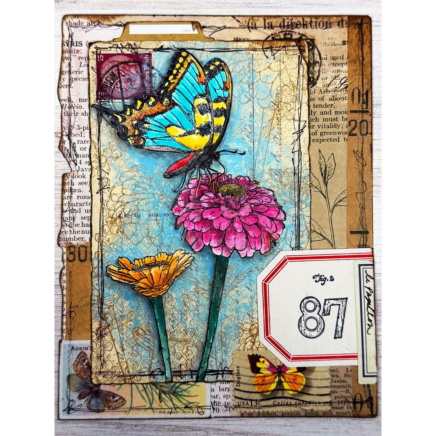 Paper Artsy Eclectica3 Gwen Lafleur Pollination Cling Stamps egl51 pink flower