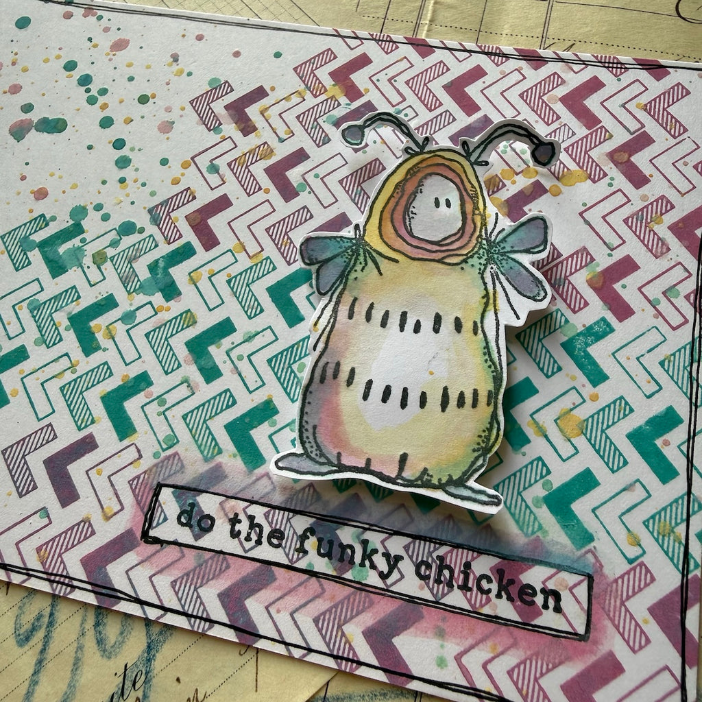 Paper Artsy Eclectica3 Mini Cling Stamp em155 funky chicken