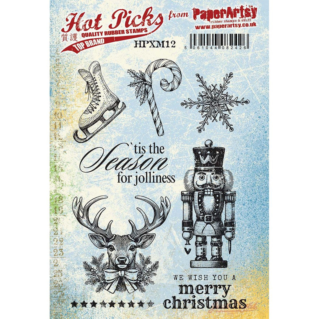 Paper Artsy Hot Pick Christmas 12 Cling Stamps hpxm12