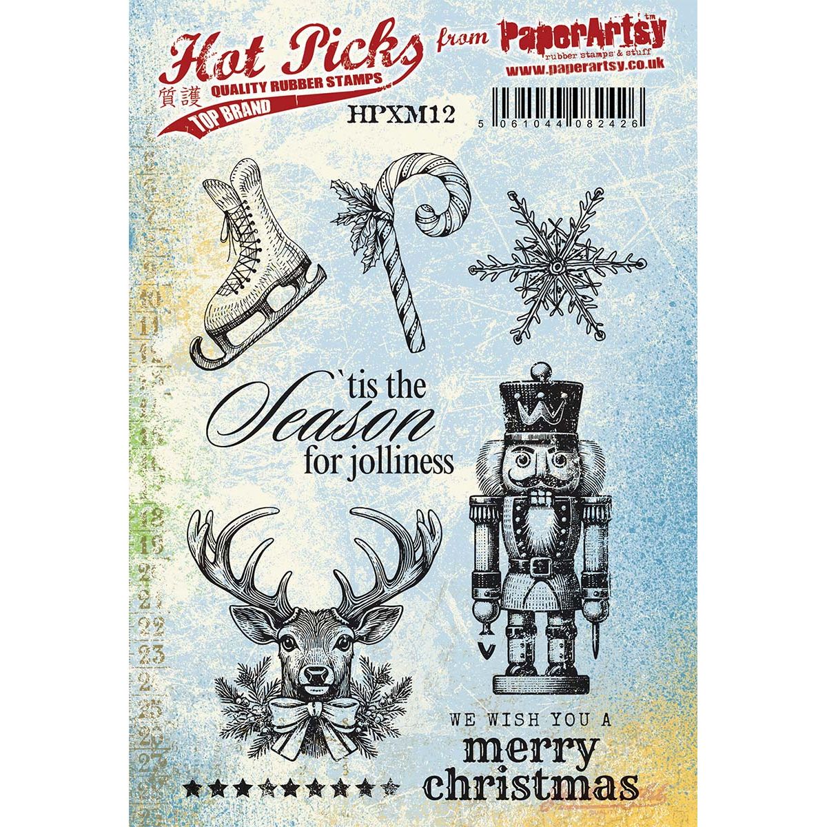 Paper Artsy Hot Pick Christmas 12 Cling Stamps hpxm12