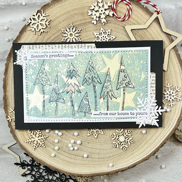 Paper Artsy JoFy 137 Cling Stamps jofy137 trees season's greetings