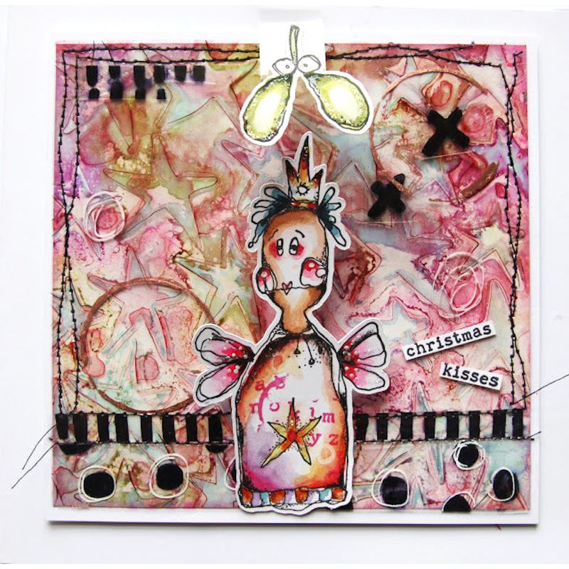 Paper Artsy Kate Crane Cling Stamps kc008 christmas kisses