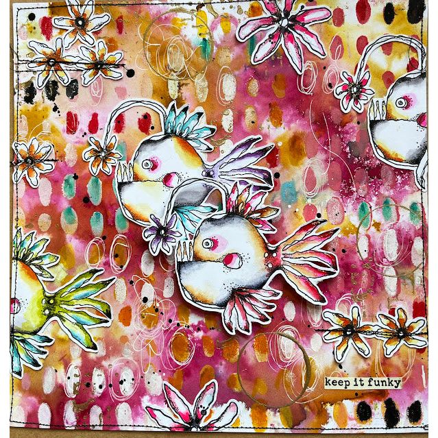 Paper Artsy Kate Crane Cling Stamps kc010 funky