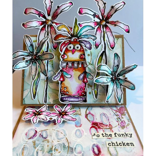 Paper Artsy Kate Crane Cling Stamps kc010 funky chicken