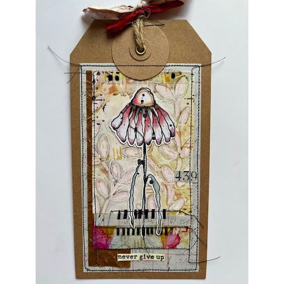 Paper Artsy Kate Crane Cling Stamps kc011 NEVER GIVE UP
