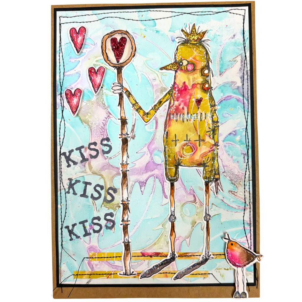 Paper Artsy Kate Crane Cling Stamps kc018 kiss