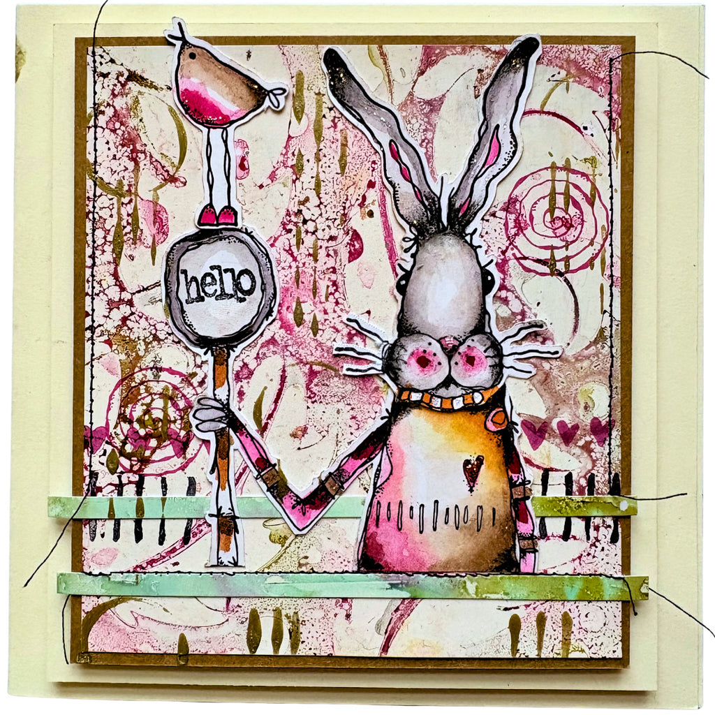 Paper Artsy Kate Crane Cling Stamps kc019 hello