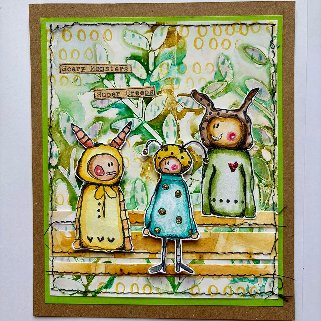 Paper Artsy Kate Crane Mini Cling Stamp kcm022 monsters