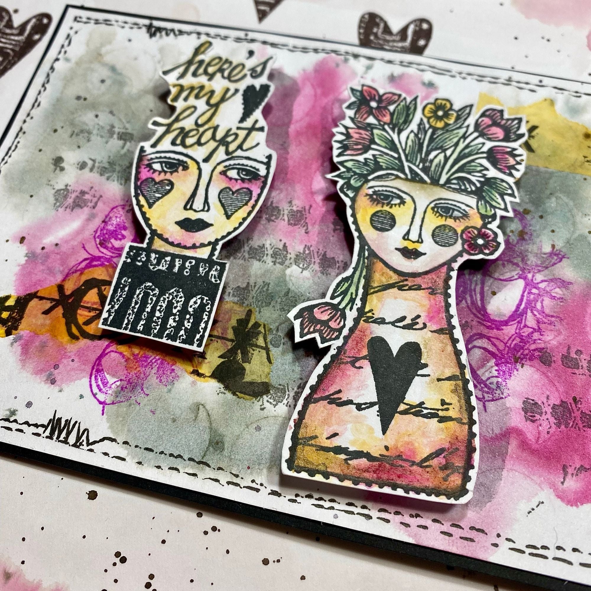 Paper Artsy Lynne Perrella Cling Stamps lpc071 here's my heart