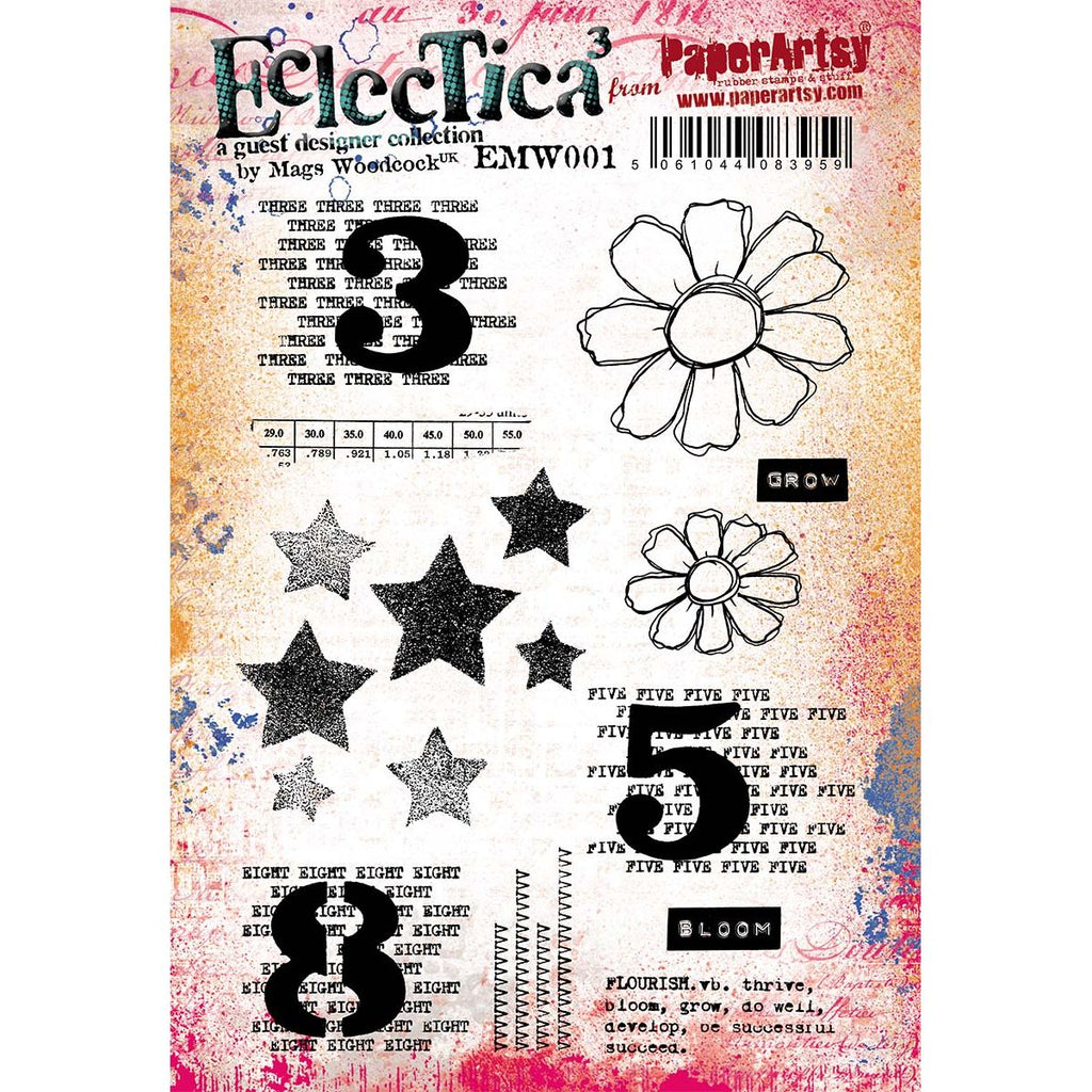 Paper Artsy Mags Woodcock Eclectica3 Cling Stamps emw001