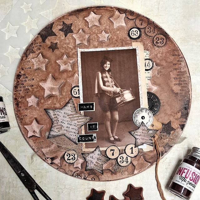 Paper Artsy Mags Woodcock Stencil ps507 stars and numbers