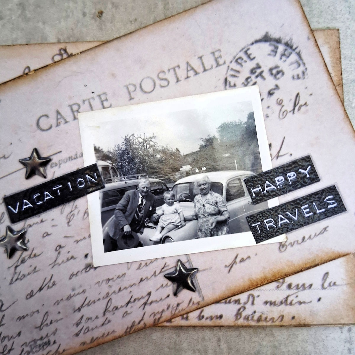 Paper Artsy Postcards Color Printed Tissue pt13 happy travels