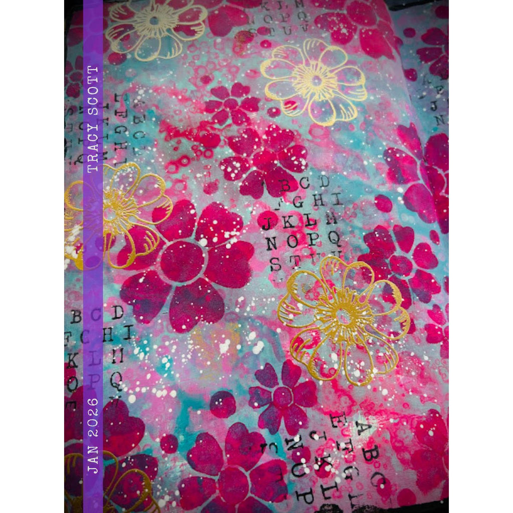 Paper Artsy Tracy Scott Large Stencil ps498 red blooms