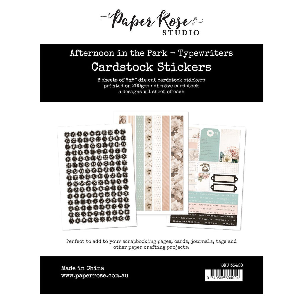 Paper Rose Afternoon in the Park Cardstock Sticker Pack Typewriters 33408