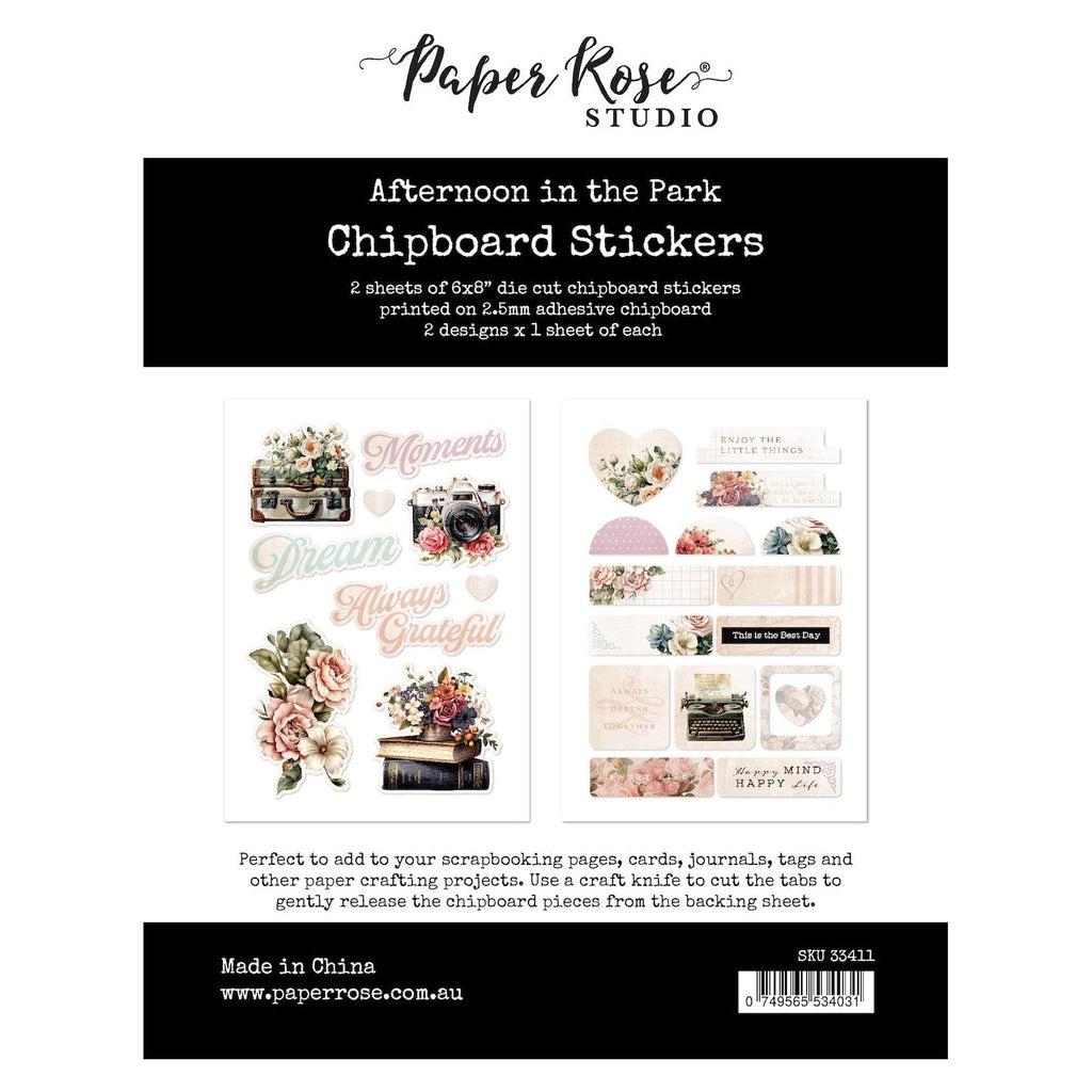 Paper Rose Afternoon in the Park Chipboard Sticker Pack 33411