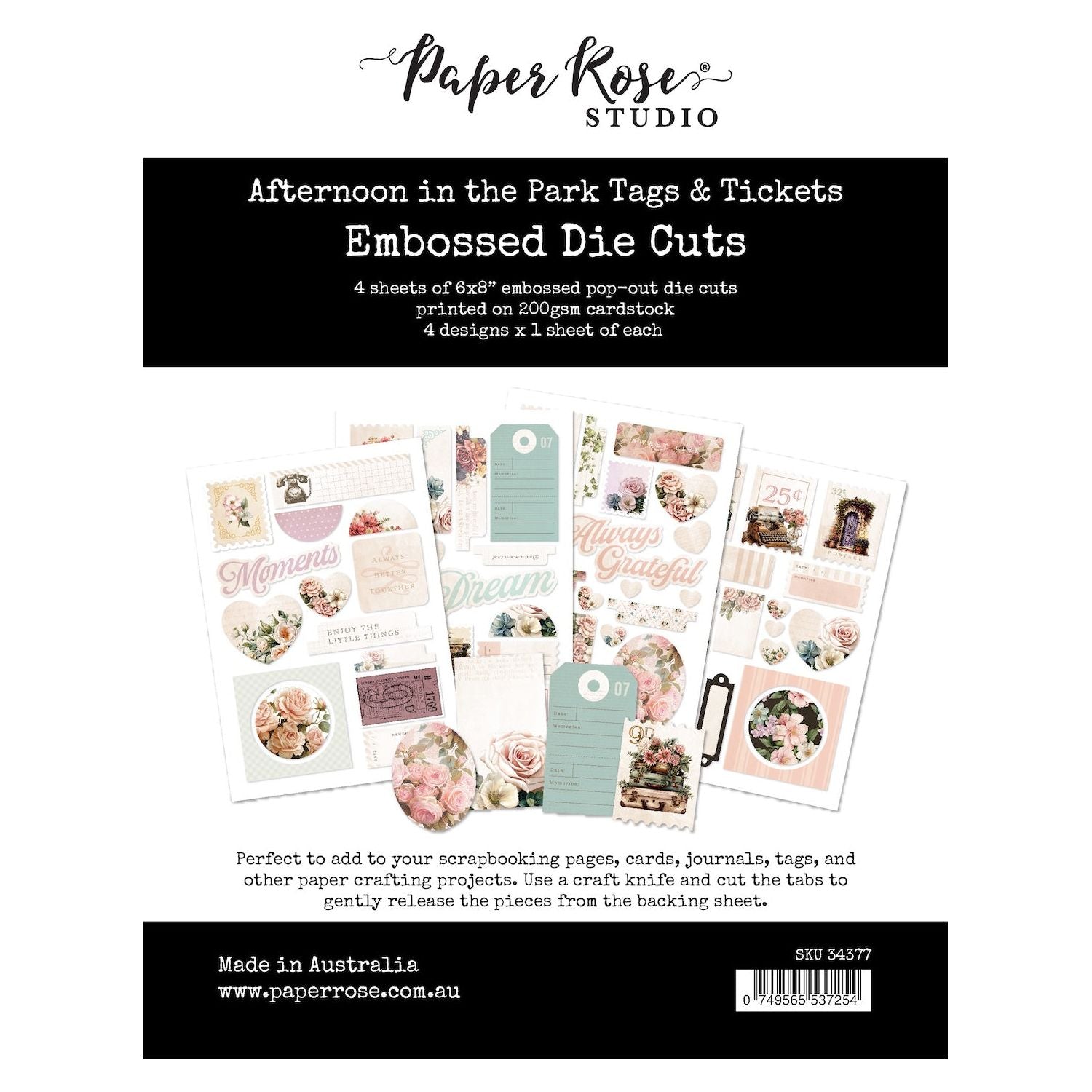 Paper Rose Afternoon in the Park Tags and Tickets Embossed Die Cuts 34377