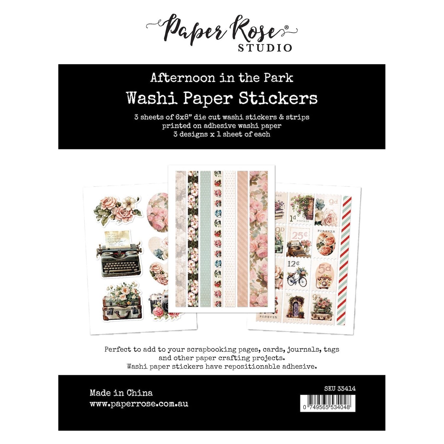 Paper Rose Afternoon in the Park Washi Paper Sticker Pack 33414