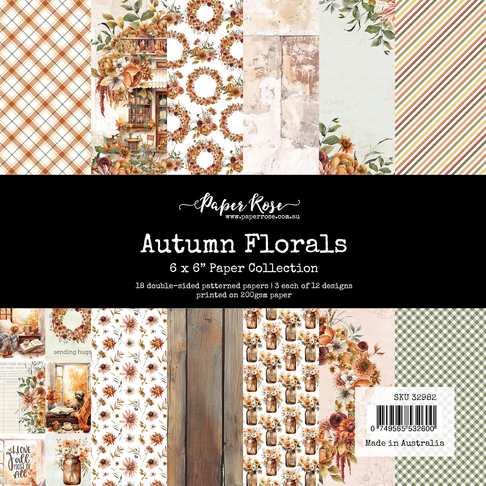 Paper Rose Autumn Florals 6x6 Paper 32982 