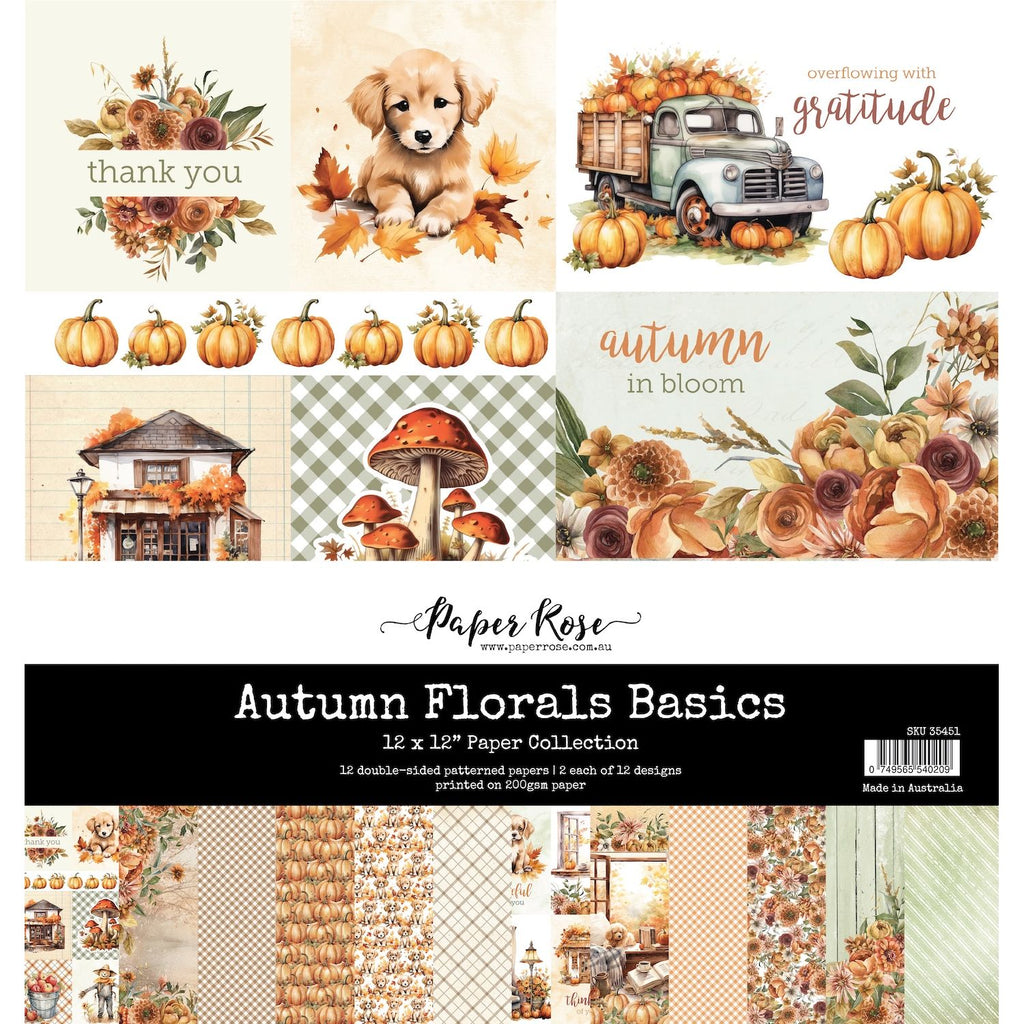 Paper Rose Autumn Florals Basics 12x12 Paper 35451