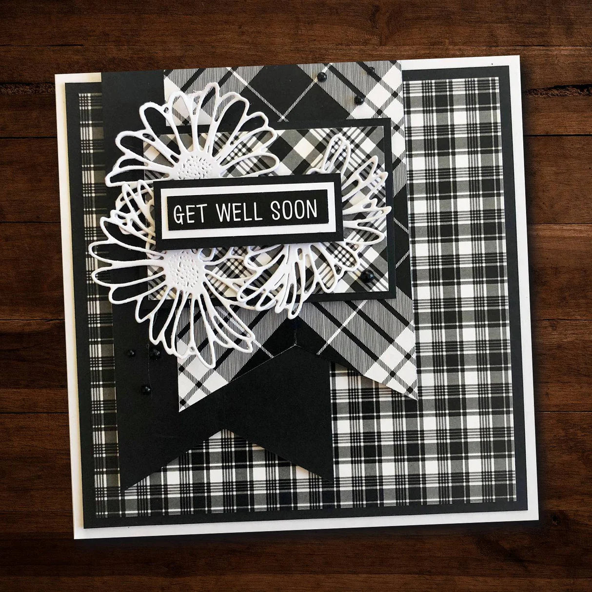 Paper Rose BLACK AND WHITE PLAID 6x6 Paper Pack 20529 get well soon