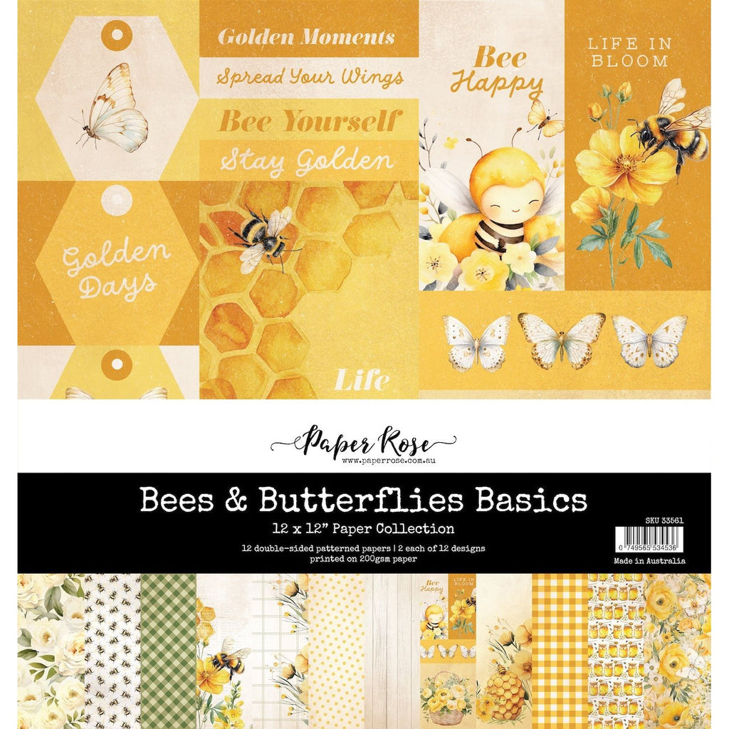 Paper Rose Bees and Butterflies Basics 12x12 Paper 33561