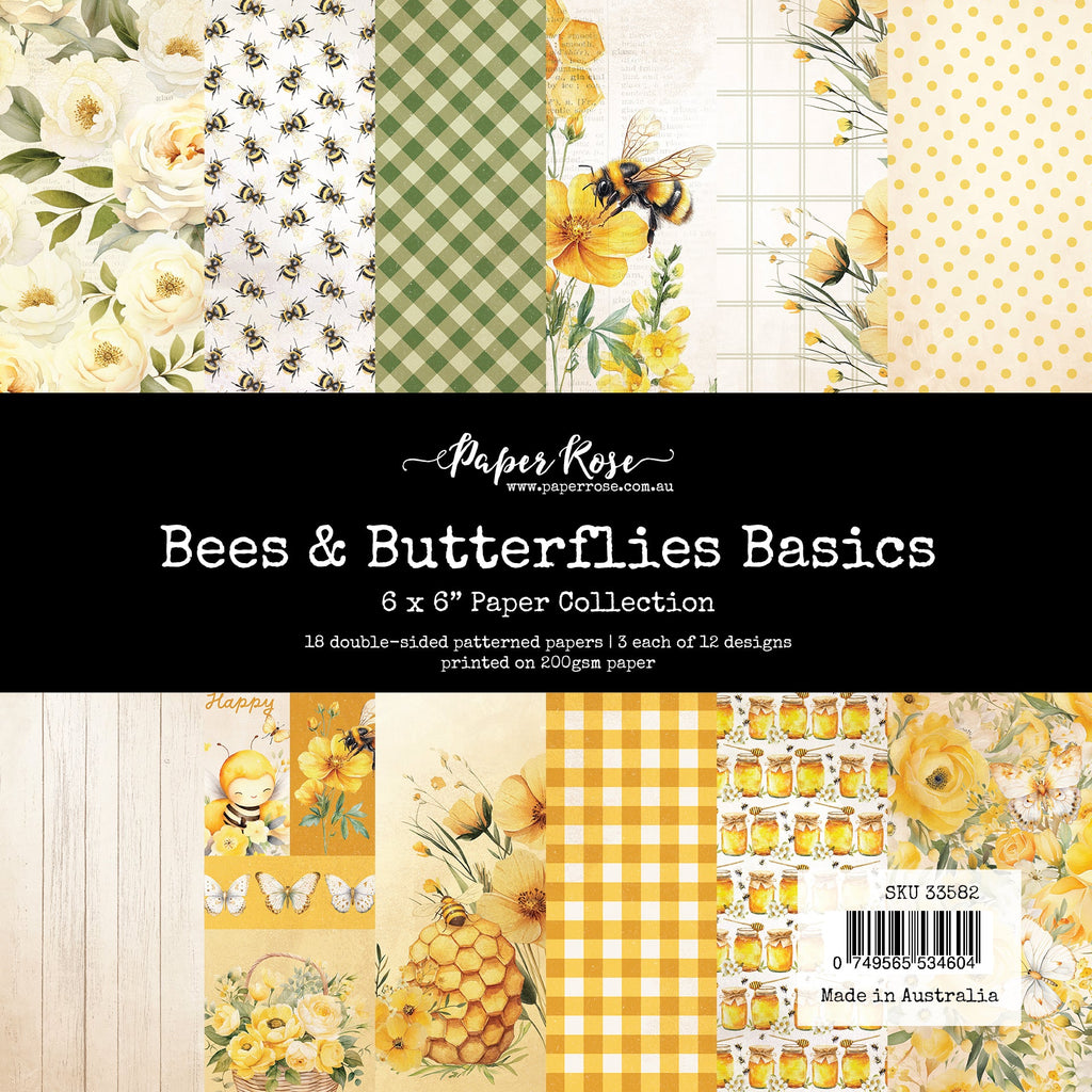 Paper Rose Bees and Butterflies Basics 6x6 Paper 33582