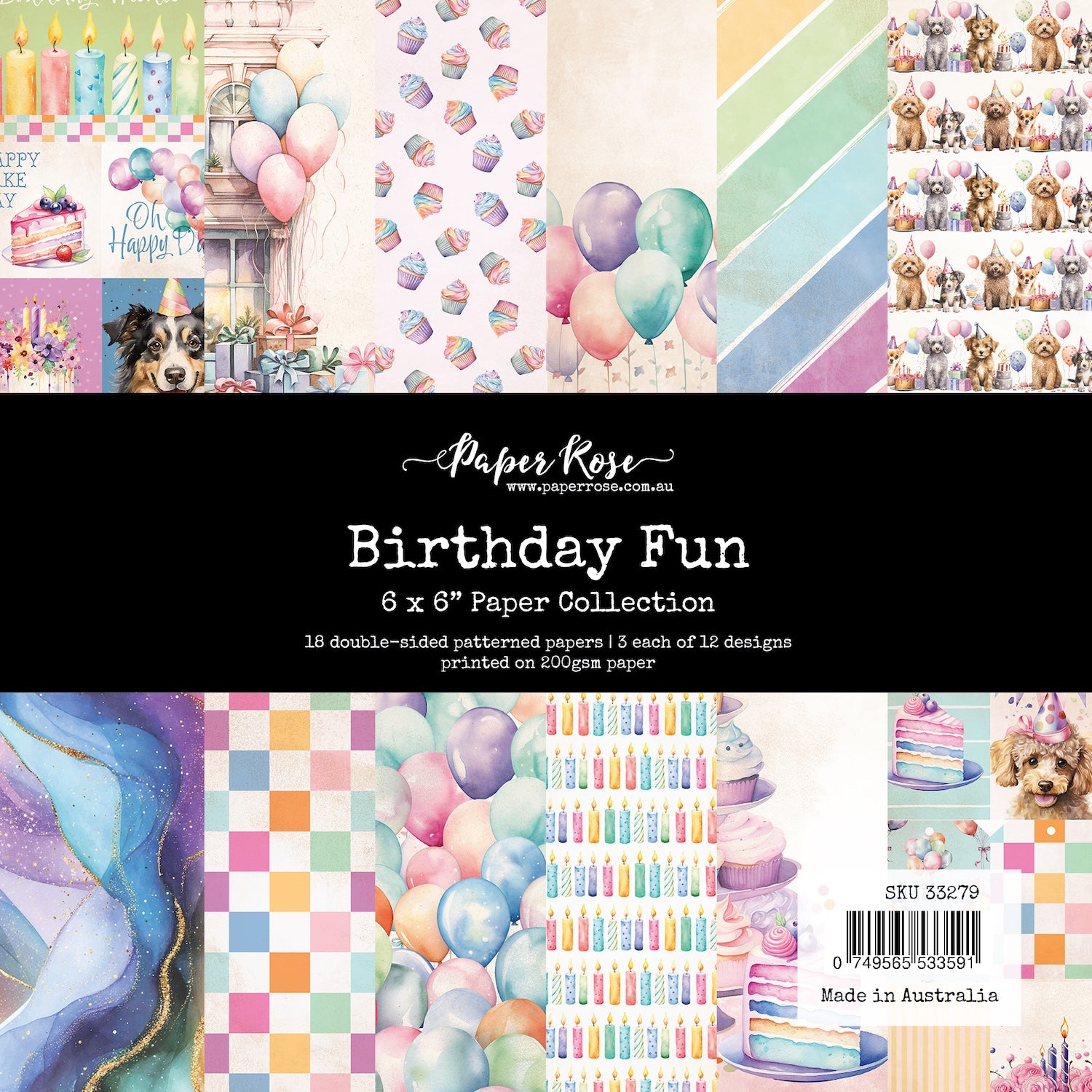 Paper Rose Birthday Fun 6x6 Paper Pack 33279
