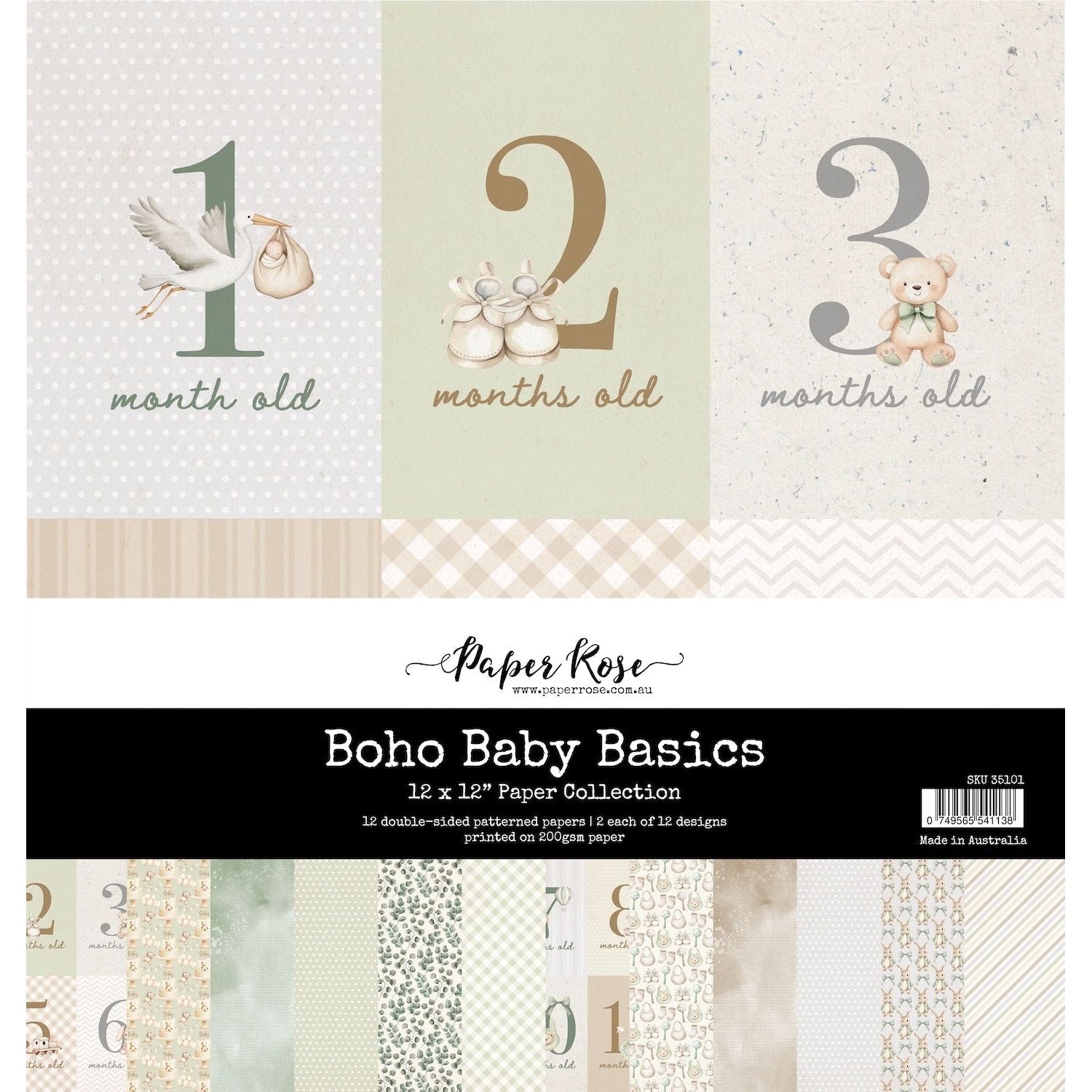 Paper Rose Boho Baby Basics 12x12 Paper 35101