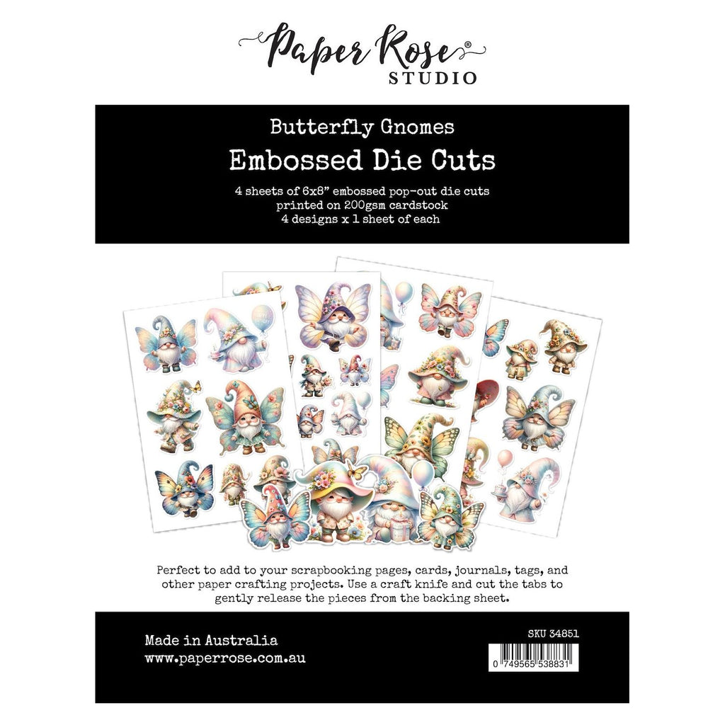 Paper Rose Butterfly Gnomes Embossed Die Cuts 34851