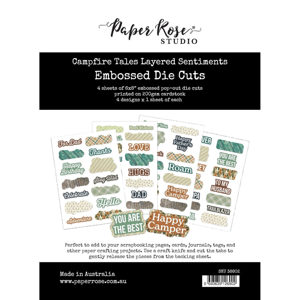 Paper Rose Campfire Tales Layered Sentiments Embossed Die Cuts 36802