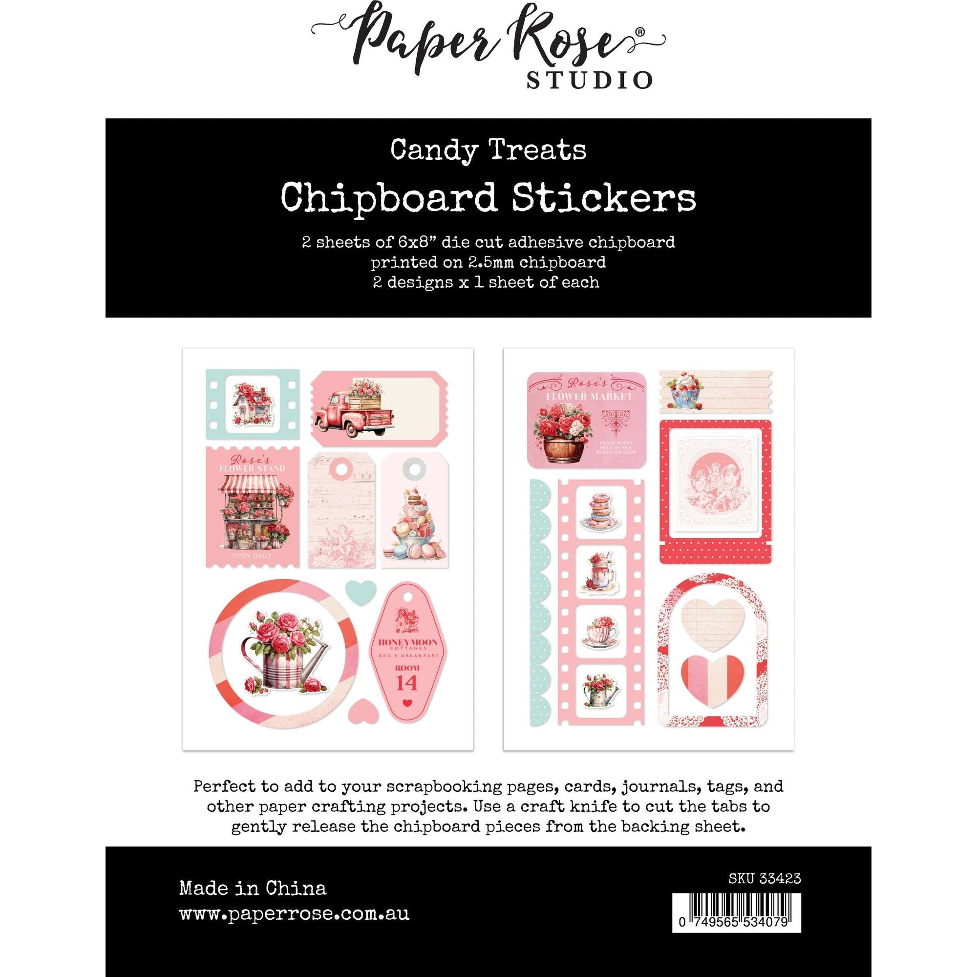 Paper Rose Candy Treats Chipboard Sticker Pack 33423