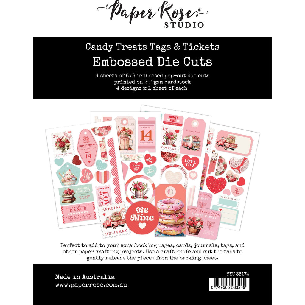 Paper Rose Candy Treats Tags And Tickets Embossed Die Cuts 33174