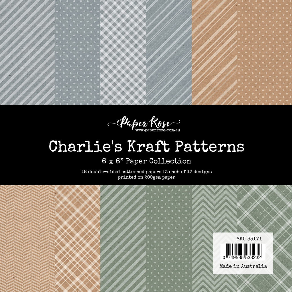 Paper Rose Charlie’s Kraft Patterns 6x6 Paper Pack 33171
