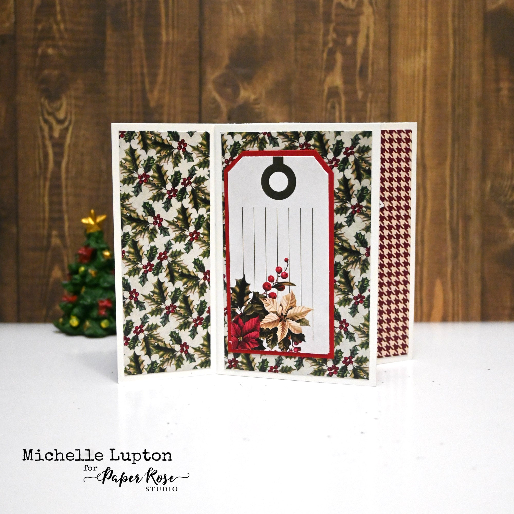 Paper Rose Christmas Holly 6x6 Paper 35115 tag