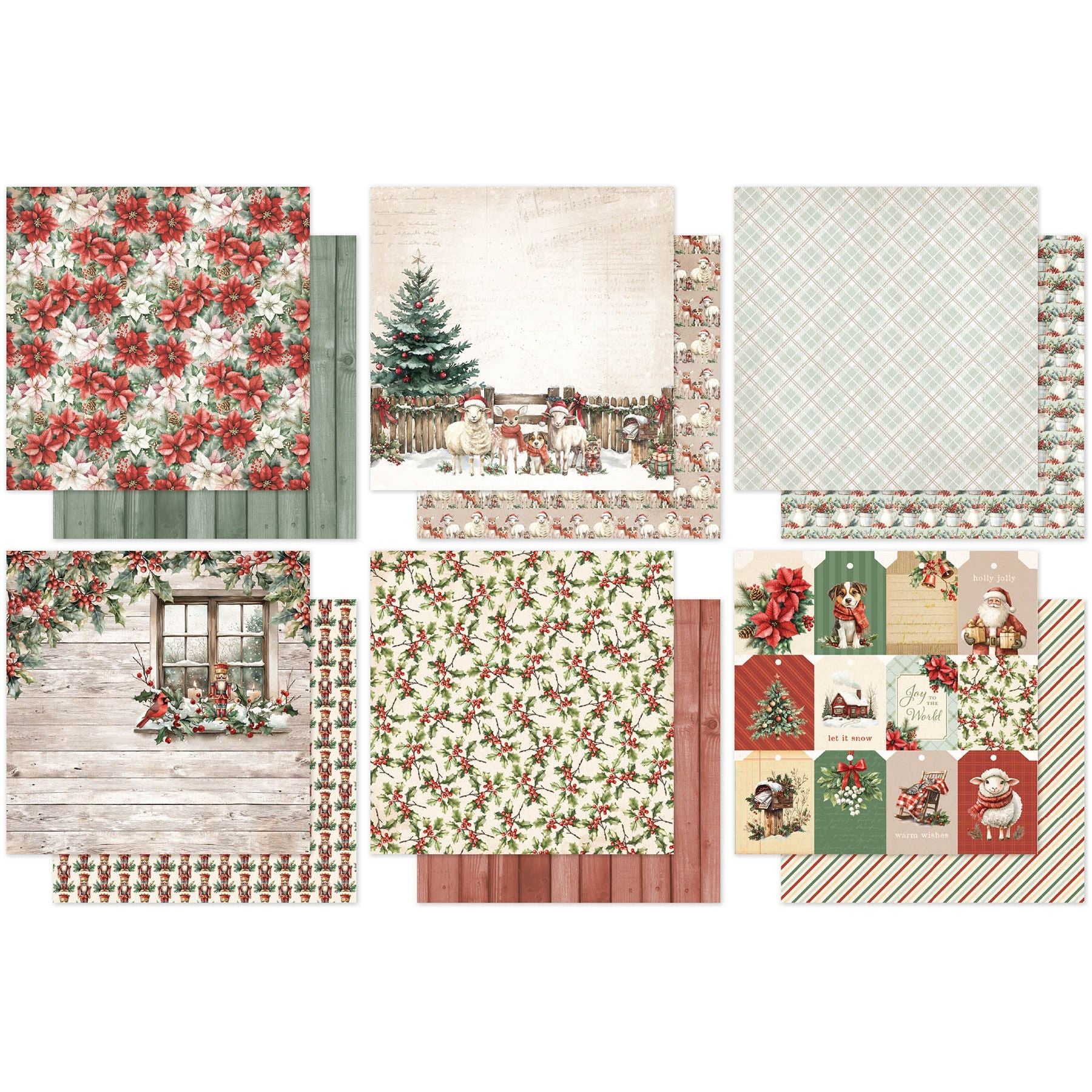 Paper Rose Christmas Tree Farm Basics 12x12 Paper Pack 35277 sheets