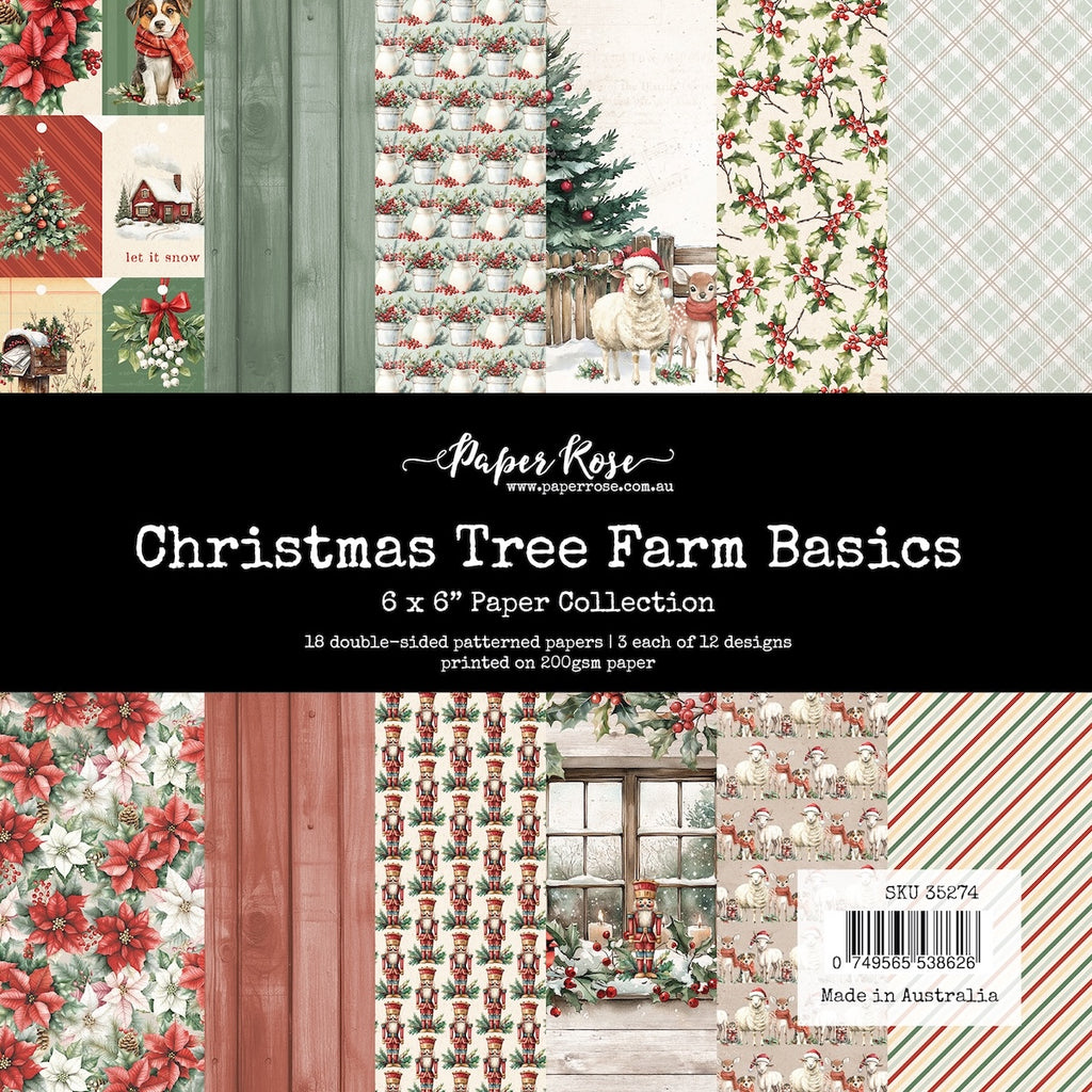 Paper Rose Christmas Tree Farm Basics 6x6 Paper Pack 35274