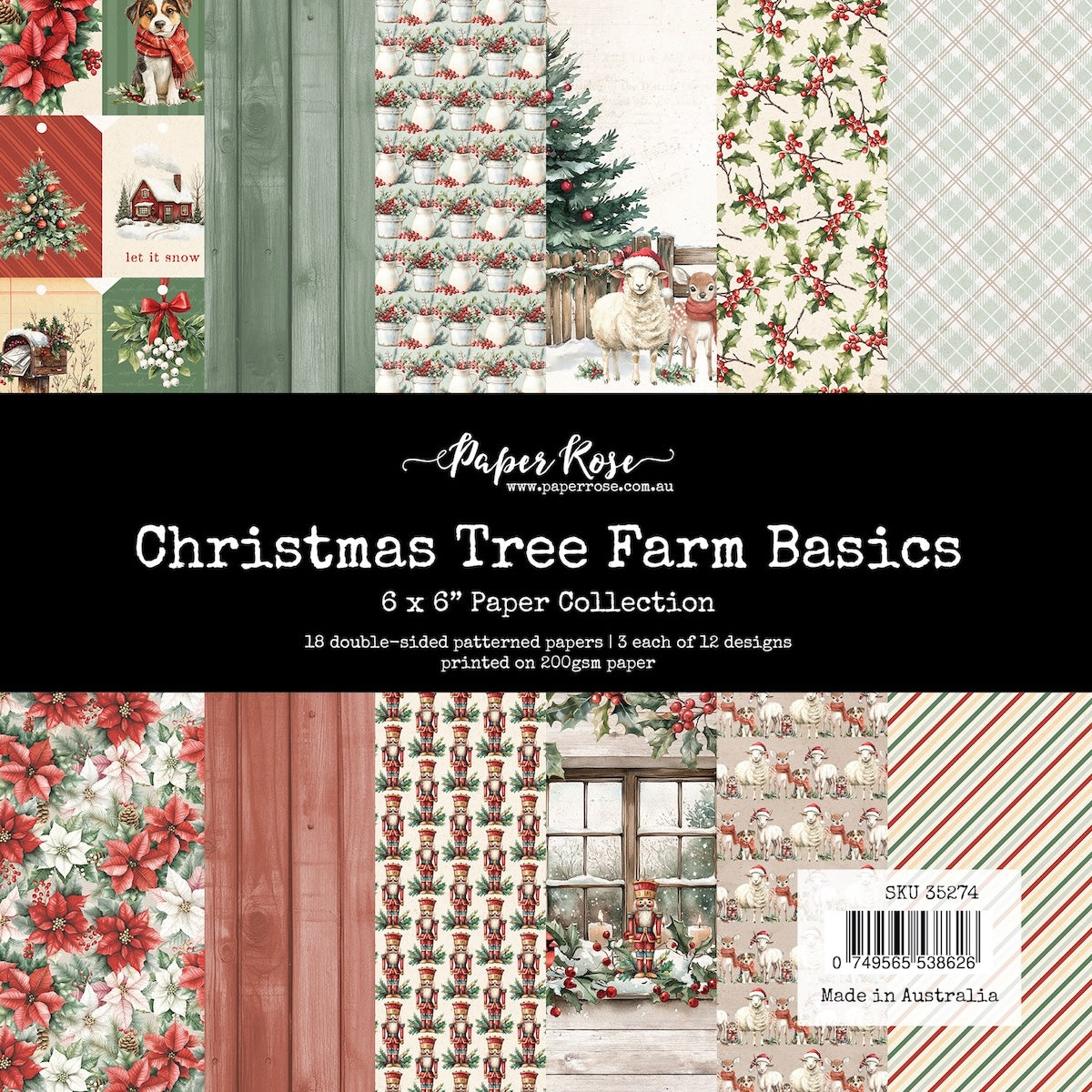 Paper Rose Christmas Tree Farm Basics 6x6 Paper Pack 35274