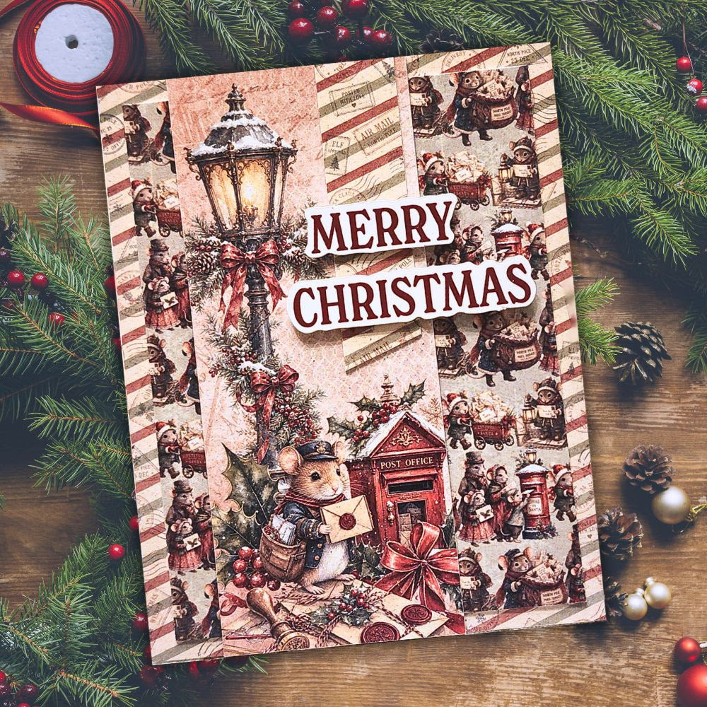 Paper Rose Christmas at Holly House 6x6 Paper Collection 37612 sheets merry christmas mouse mailmen card
