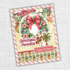 Paper Rose Christmas in Paradise Basics 6x6 Paper 36946 hibiscus flower wreath star fish pineapples happy holidays card