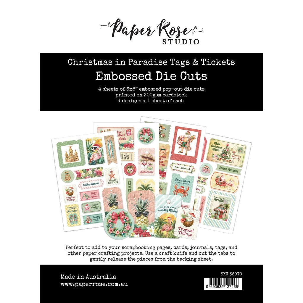 Paper Rose Christmas in Paradise Tags and Tickets Embossed Die Cuts 36970