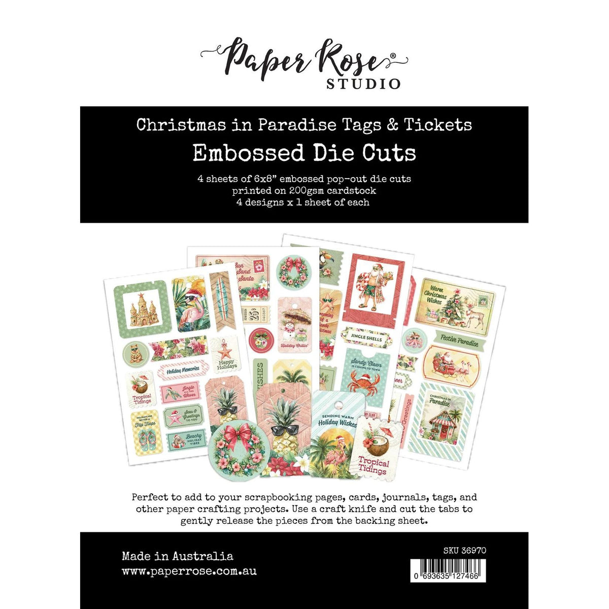 Paper Rose Christmas in Paradise Tags and Tickets Embossed Die Cuts 36970