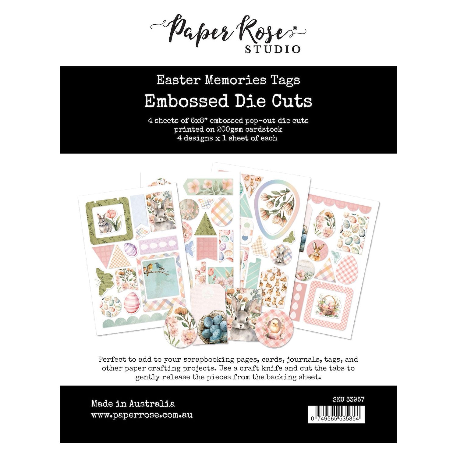 Paper Rose Easter Memories Tags Embossed Die Cuts 33957