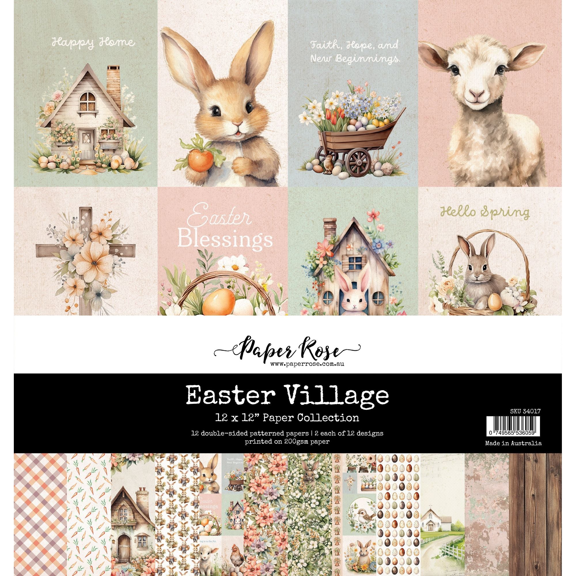 Paper Rose Easter Village 12x12 Paper 34017