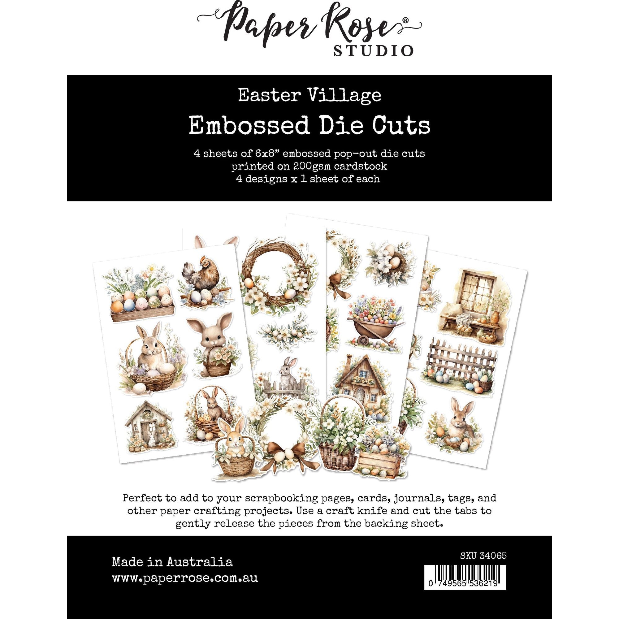 Paper Rose Easter Village Embossed Die Cuts 34065