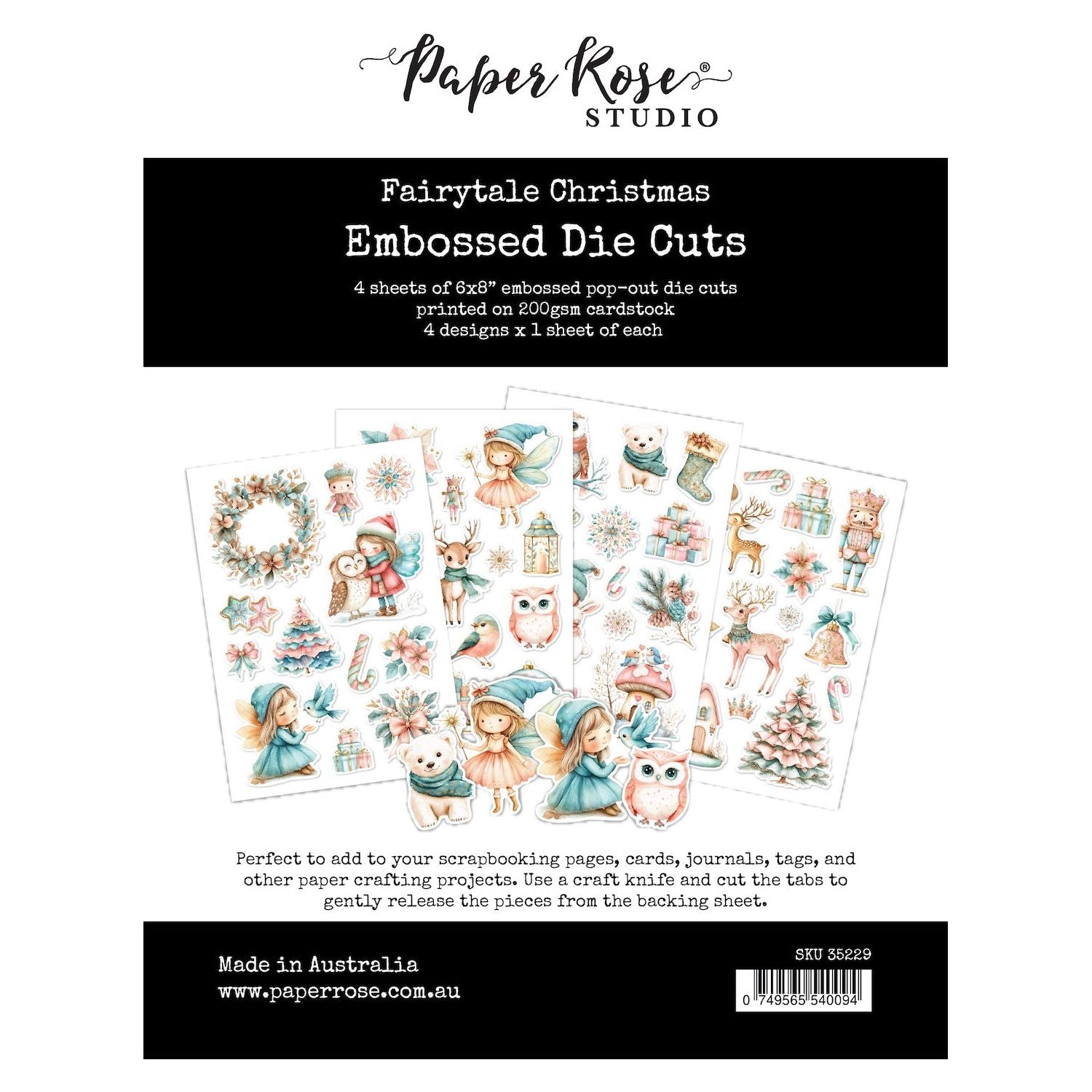 Paper Rose Fairytale Christmas Embossed Die Cuts 35229