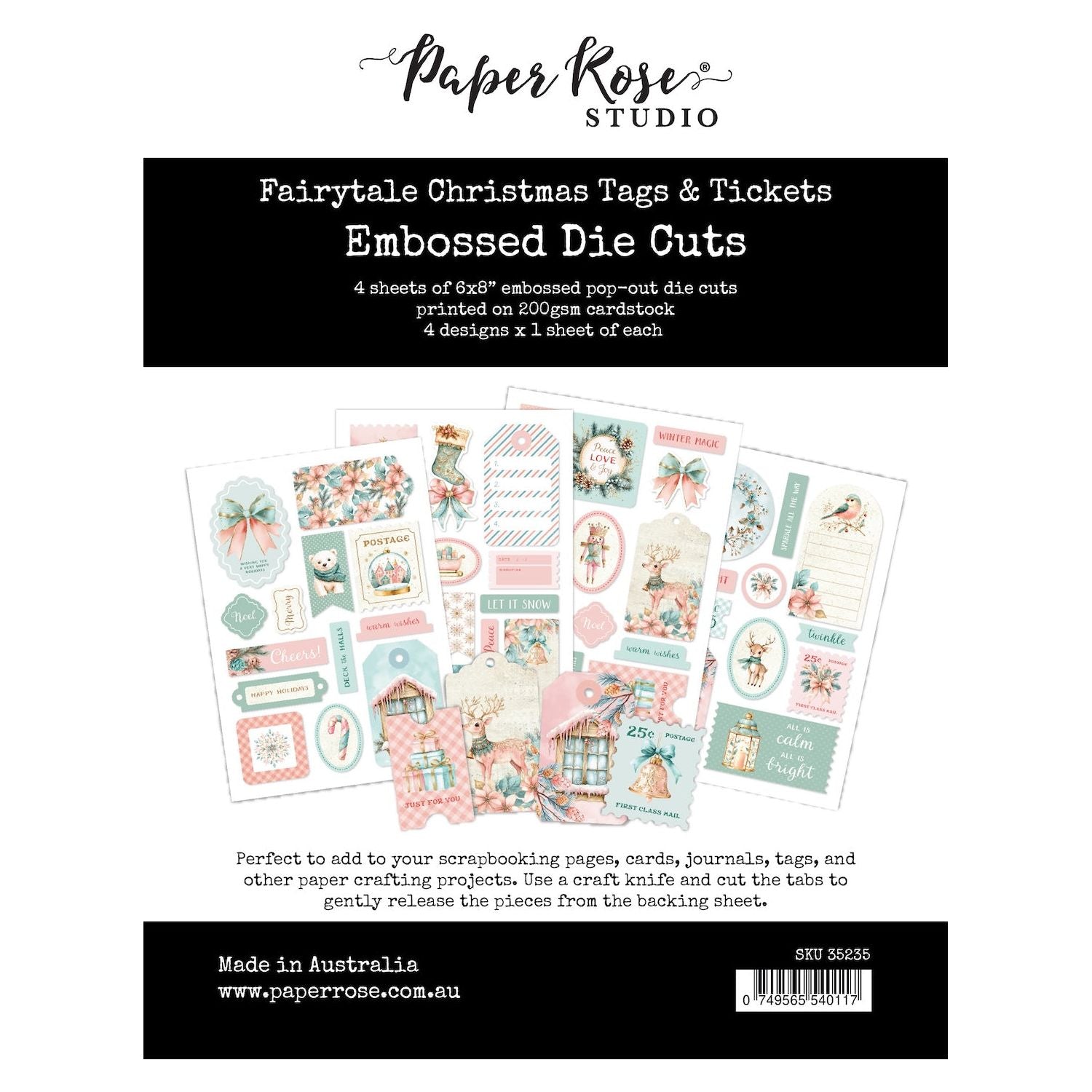 Paper Rose Fairytale Christmas Tags and Tickets Embossed Die Cuts 35235