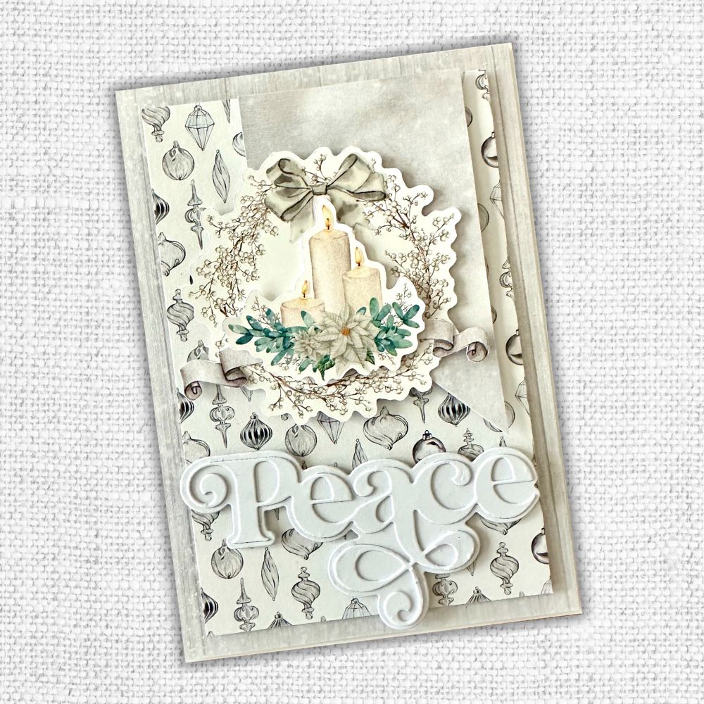 Paper Rose Fancy Script Layered Peace Dies 32451 candles ornaments